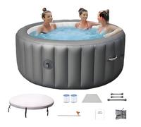Portable Inflatable Hot Tub Spa with 180 Bubble Massage, Heats to 40°C/104°F, 6-Color LED Lights for Indoor/Outdoor Use