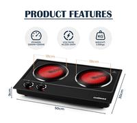 Portable Infrared Electric Hot Plate, 2400W,Black Cusimax Black One Size