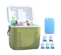 Portable Insulated Cooler - 13.8L Outdoor Camping Cooler with Handle and High Capacity - Waterproof Reusable Cooler for Car Picnic Travel Fishing with Food Containers
