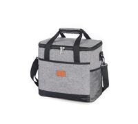 Portable Insulated Cooler Bag, Multi-Functional Tote with Side Pockets, Waterproof, 3-6 Hours, for Shopping Work Picnic Camping, Hand-Carry/Shoulder-Carry/Crossbody,25L,Grey