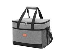 Portable Insulated Cooler Bag, Multi-Functional Tote with Side Pockets, Waterproof, 3-6 Hours, for Shopping Work Picnic Camping, Hand-Carry/Shoulder-Carry/Crossbody,35L,Grey
