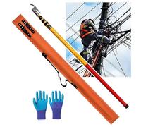 Portable Insulated Rescue Hook Extendable, High Voltage Insulated Fiberglass Pole/Rod with Rotating Alloy Pull Hook for Substation & Field Electrical Safety(7m/23Ft)