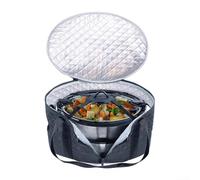 Portable Insulated Slow Cooker Tote for 6-8 Quart Slow Stew Pot with Adjustable Lid Fastener and Side Open Slots for Secure and Convenient Food Transport