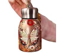 Portable Insulated Stainless Steel Water Bottle, 300ml Vacuum Flask Hot Cold Drinks Container with Hanging Ring for Outdoor Camping Hiking Travel Office Use Retro Design