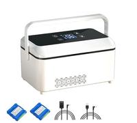 Portable Insulin Cooler Travel Box, Mini Drug Refrigerator with LCD Temp Display, Temperature Control, 0°C ~ 18 °C，with 2 10600mAh Rechargeable Battery Diabetic Box with Handle