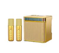 Portable Intelligent Karaoke Machine, Dual Microphone Bluetooth Speaker, LED Light, HIFI Sound Quality, Stereo Effect, High Power, Ultra Long Battery Life, Suitable for Home KTV (gold)