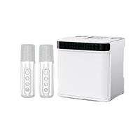 Portable Intelligent Karaoke Machine, Dual Microphone Bluetooth Speaker, LED Light, HIFI Sound Quality, Stereo Effect, High Power, Ultra Long Battery Life, Suitable for Home KTV (white)