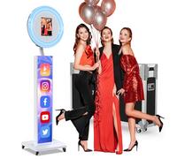 Portable iPad Photo Booth with Flight Case Adjustable Stand, ChackTok PhotoBooth VIP Control Ring Light/Photo/Share, Compatible with Any iPad for Parties, Weddings, Events.White Light Box
