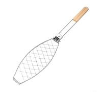 Portable Iron Fish Grill Basket for Gas Charcoal Grills - Foldable Frame with Built-in Stand and Secure Lock for Controlled Grilling