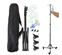 Portable IV Pole with Wheels, Portable IV Pole Stand with Bottle Hook, Retractable Intravenous Drip Bag Stand, Foldable Medical Tripod, Mobile Drip Bottle Stands for Bedside Nursing, Clinics