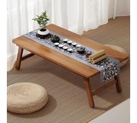 Portable Japanese Bamboo Floor TableFoldable Wooden Rectangular Coffee Table Multifunctional for Home Living Room Indoor & Balcony Use