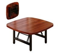 Portable Japanese Folding Coffee Table Low Multi-Use Floor Table for Small Spaces Easy Assembly Meditation Altar & Laptop Desk Brown 80x80cm/32x32in