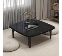 Portable Japanese Folding Floor Table - Vinta Black Coffee & Tea End Table for Living Room & Dining Room, 70cm/28in Space-Saving Design - Slish Home Fur