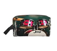 Portable Jazz Drum Print Toiletry Bag,Multi Functional Lightweight Large Capacity Storage Pouch