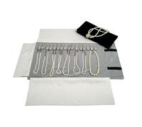 Portable Jewelry Roll Necklace Travel Storage Displays Holder 16 Chain Grey