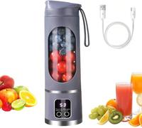 Portable Juicer Blender 450ml, 12 Blades, USB Rechargeable Smoothie Maker with Travel Lid for Fruit, Milkshakes, Protein Drinks, Fresh Iced Drinks, For Home, Gym, Outdoor (Purple)