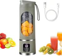 Portable Juicer Blender 450ml, 12 Blades, USB Rechargeable Smoothie Maker with Travel Lid for Fruit, Milkshakes, Protein Drinks, Fresh Iced Drinks, For Home, Gym, Outdoor (Green)