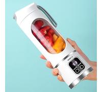 Portable Juicer Blender 450ml, Fruit Mixer with 12 Blades, USB Rechargeable Smoothie Maker with Travel Lid for Fruit, Milkshakes, Protein Drinks, Fresh Iced Drinks, For Home, Gym, Outdoor (White)