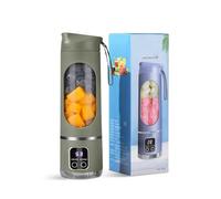 Portable Juicer Blender 450ml, Fruit Mixer with 12 Blades, USB Rechargeable Smoothie Maker with Travel Lid for Fruit, Milkshakes, Protein Drinks, Fresh Iced Drinks, For Home, Gym, Outdoor (Green)