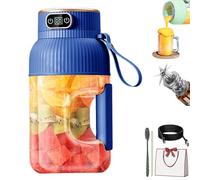 Portable Juicer Blender Cup 1200ML, USB Rechargeable Fruit Mixer with Smart Digital Display and 10 Blades, Portable Juicer Cups for Travel, Gym, Office and Home (Blue)
