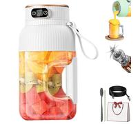Portable Juicer Blender Cup 1200ML, USB Rechargeable Fruit Mixer with Smart Digital Display and 10 Blades, Portable Juicer Cups for Travel, Gym, Office and Home (White)