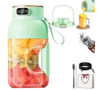 Portable Juicer Blender Cup 1200ML, USB Rechargeable Fruit Mixer with Smart Digital Display and 10 Blades, Portable Juicer Cups for Travel, Gym, Office and Home (Two cups and lids-C)