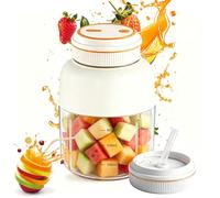 Portable Juicer, New Personal Blender for Shakes and Smoothies, Dual Lid Compact Travel Drinking Cup with Silicone Straw, USB Rechargeable Outdoor Juicer Mixer for Office, Travel, Gym (White,1300ml)