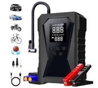 Portable Jump Starter with Air Compressor - Car Battery Booster Pack | 12V Vehicle Starter with USB Power, LED Light, and Compact Tire Inflator for Cars, Trucks, and SUVs 14.17in