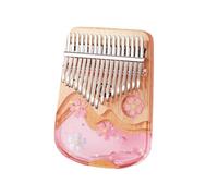 Portable Kalimba 17/21 Keys Crystal Resin Precision Tuning, Thumb Piano with Tune Hammer, Cleaning Cloth Finger Piano Adults(17 keys,Flowers A)