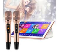 Portable Karaoke, 18.5 Inch All In One Player LED Capacitive Touch Screen Professional Wireless Microphone, for Family, Bar, Party,White-4TB