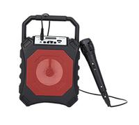 Portable Karaoke Bluetooth Speaker with LED s and Wired Microphone - Rechargeable System for Kids and Adults Party Fun - Compact TF Card USB Rechargeable - Red