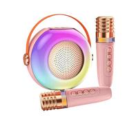 Portable Karaoke, Karaoke Machine for | Small Speaker with Two Microphones | LED Lights, Music Player for Family Gatherings, Sound Box for Adults and