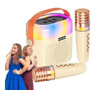Portable Karaoke Machine - 1200mAh Kids Singing System, 2 Wireless Microphones and Speaker, Home Karaoke Set for Christmas Birthday Party, Music Entertainment, 4.72x2.76x5.12 Inches