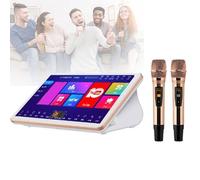Portable Karaoke Machine, 18.5-inch Touch Screen, Storage Capacity:2-6T, with Wireless Mics, Support for Wireless WiFi And Wired Network, Multiple Languages,4T,White