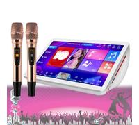 Portable Karaoke Machine, 19.5-inch Touch Screen, with Wireless Microphone, Support 4K HD + DSP Sound Settings + 1 Million Cloud Download Songs + 26 Languages, Home Party,500G