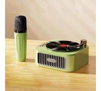 Portable Karaoke Machine, 2025 Records, Retro Blue Tooth Speaker, Subwoofer, Portable Wireless Karaoke Speaker for Home, Gift (Green)