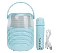 Portable Karaoke Machine Bluetooth Speaker with Wireless Microphone RGB Colorful Lights Handheld Mini Karaoke Machine for Home Party Travel ABS Material 16W Power (Blue)