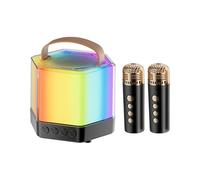 Portable Karaoke Machine LED Lights 2 Wireless Microphones RGB Lighting | RGB Color Light Wireless Karaoke Speaker Portable for Birthday Family Party Camping Picnic Home Use Wedding