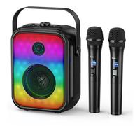 Portable Karaoke Machine, Mini Karaoke Machine with 2 Wireless Microphones, 60W Power