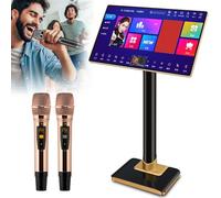 Portable Karaoke Machine with 19-Inch Touch Screen, 2 Wireless Microphones, Multilingual Support (20 Languages), 1.1 Million Cloud Download Songs for Professional Use in Bars