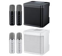 Portable Karaoke Machine With 2 Microphones Wireless BT Speaker Rechargeable Studio Subwoofer Speakers For Outdoor Party