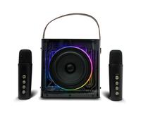 Portable Karaoke Machine with 2 Wireless Microphones, 15W Stereo Sound, RGB LED Lights, Bluetooth 5.3, AUX/USB/TF Support, 2400mAh Battery - Ideal for Home, Party & Outdoor Singing