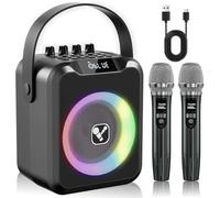 Portable Karaoke Machine with 2 Wireless Microphones, Karaoke Machine for Adults & Kids,Rechargeable Karaoke Microphone with PA System LED Lights,Karaoke Speaker Supports Bluetooth,USB,LIVE,AUX,TF,MIC
