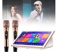 Portable Karaoke Machine with 4K Player, Dual Wireless Microphones, Phone Remote Control, and Multi-Language Support for Home and Party Entertainment