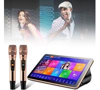 Portable Karaoke Machine with 4K Player, Dual Wireless Microphones, Phone Remote Control, and Multi-Language Support for Home and Party Entertainment