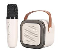 Portable Karaoke Machine with a Wireless Microphone, LED Dynamic Light Karaoke Microphone Machine for Kids Adults, PortableSpeaker for Home KTV Outdoor Traveling (White)