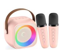 Portable Karaoke Machine with Bluetooth, 2 Wireless Microphones, and Light for Home Parties and Christmas