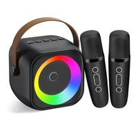 Portable Karaoke Machine with Bluetooth, 2 Wireless Microphones, and Light for Home Parties and Christmas