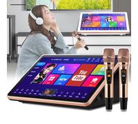 Portable Karaoke Machine with Touch Screen, Wireless Mics, App Control for Home Parties and Entertainment