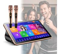 Portable Karaoke Machine with Touchscreen, Wireless Mics, Reverb, Cloud Updates, Lyrics Display for Home Party, Bar Entertainment